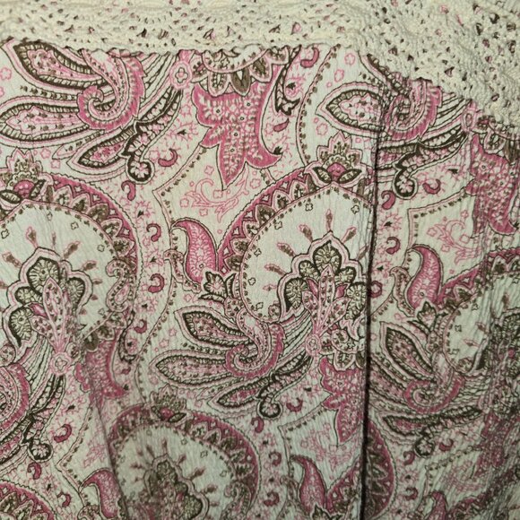 Curly Girl 90's Paisley Square neck Boho top with Tie in Back Size M L - Picture 2 of 7